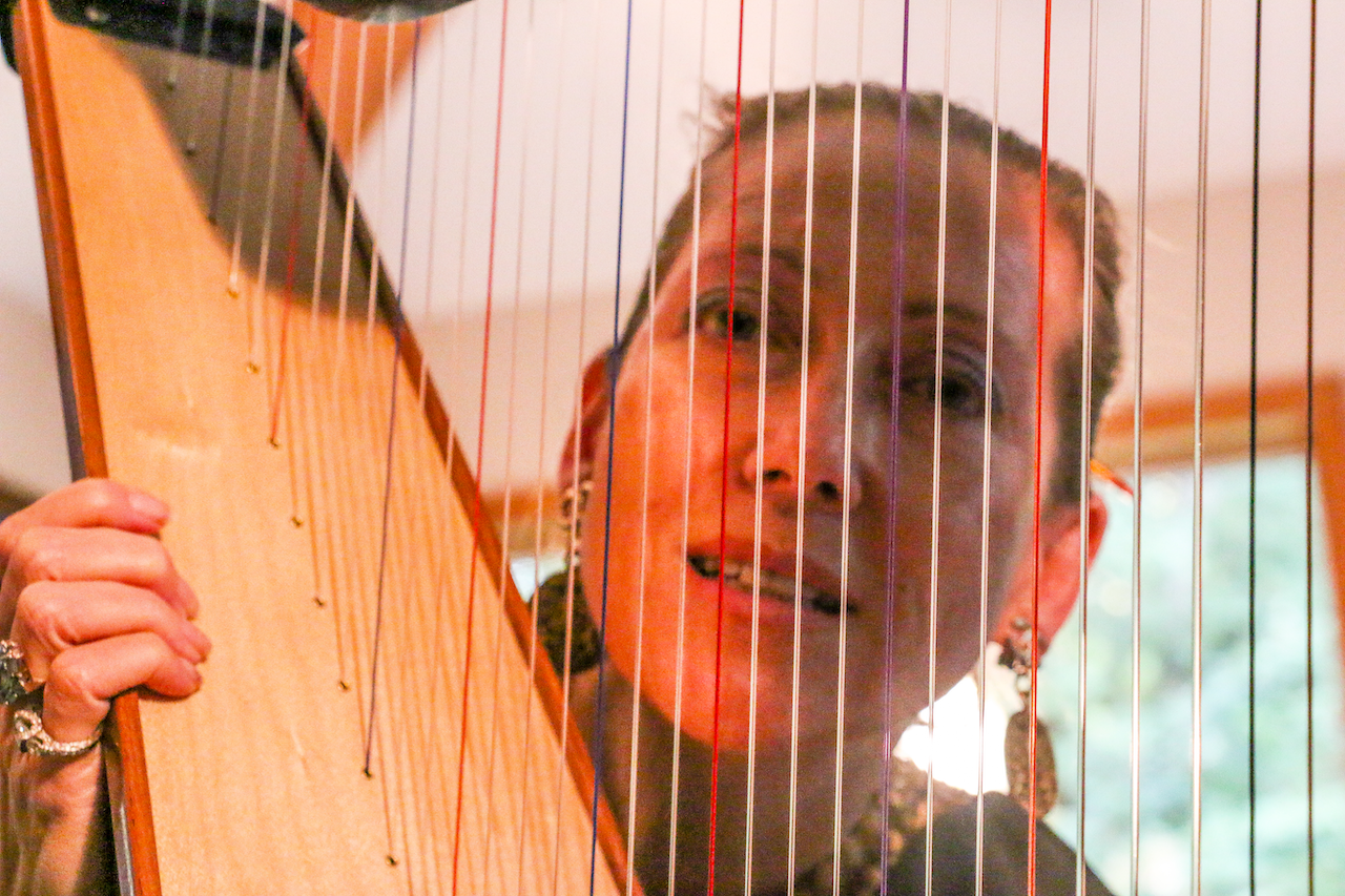 Juliette Passer with her harp