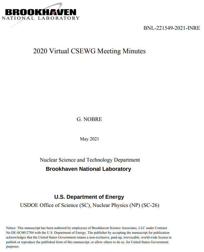 Front page of the CSEWG 2020 minutes